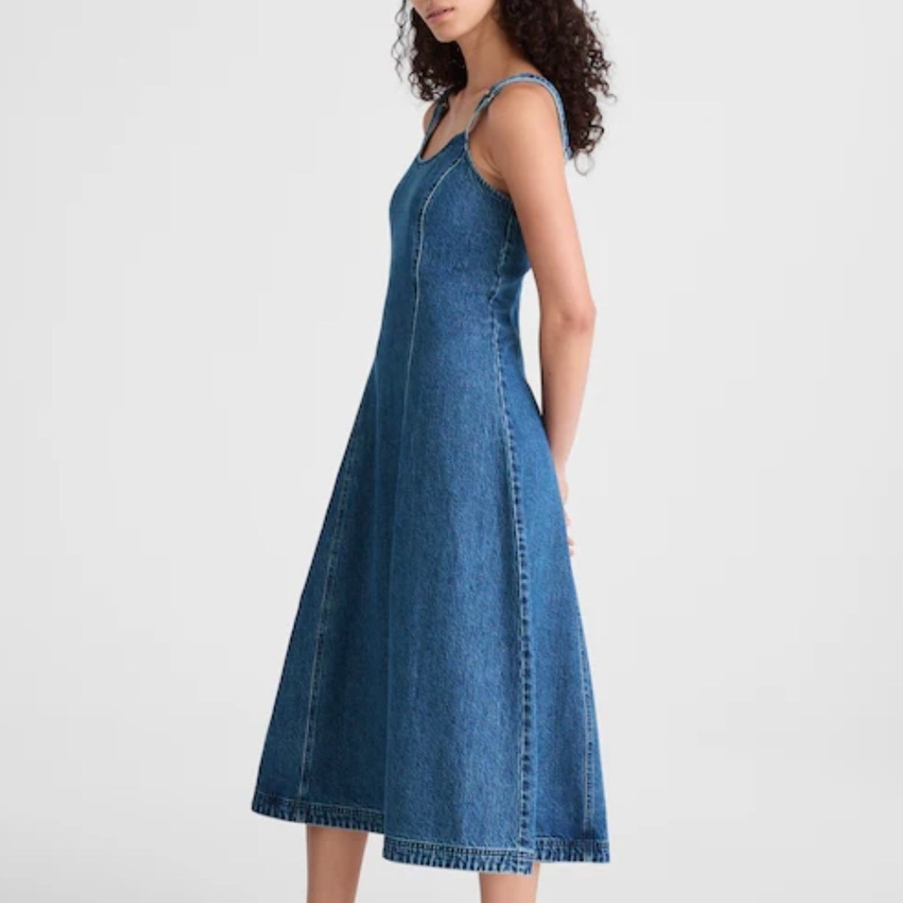 Madewell camby wash Denim Scoopneck Midi Dress - Picture 3 of 7